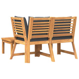 3 Piece Garden Lounge Set with Dark Grey Cushion Solid Acacia Wood - Rear View