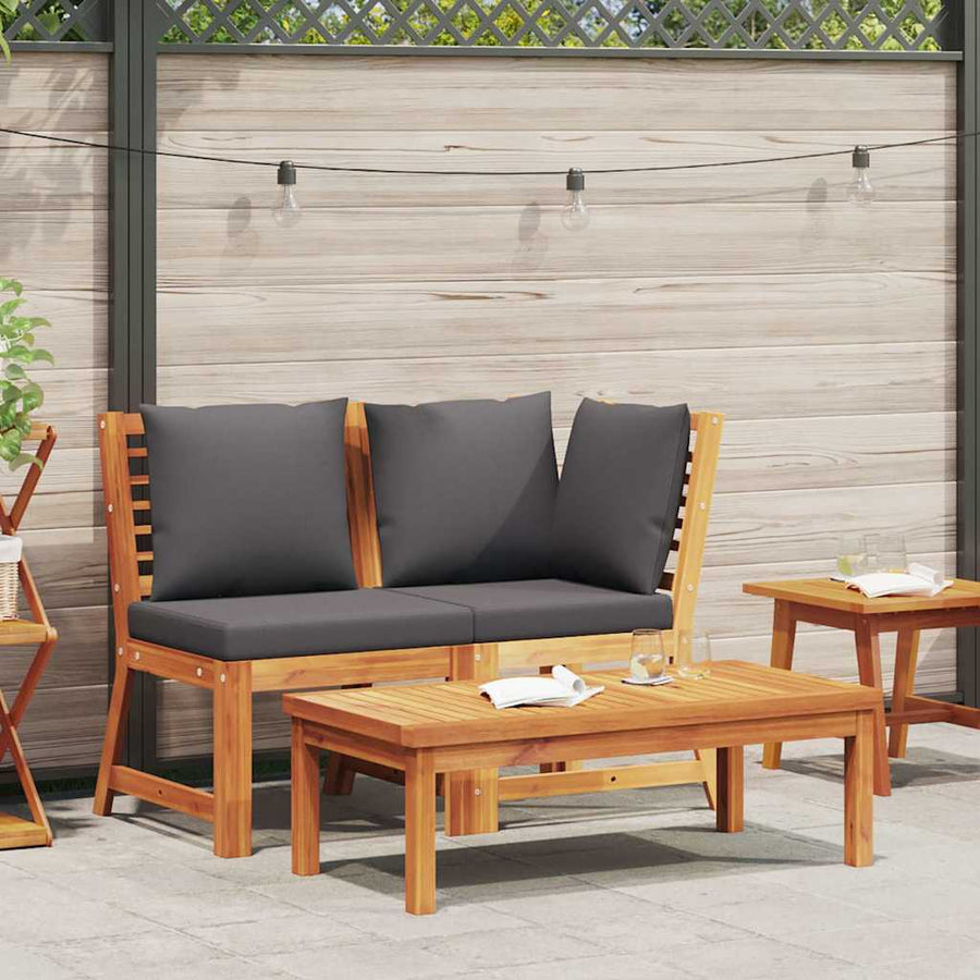 3 Piece Garden Lounge Set with Dark Grey Cushion
