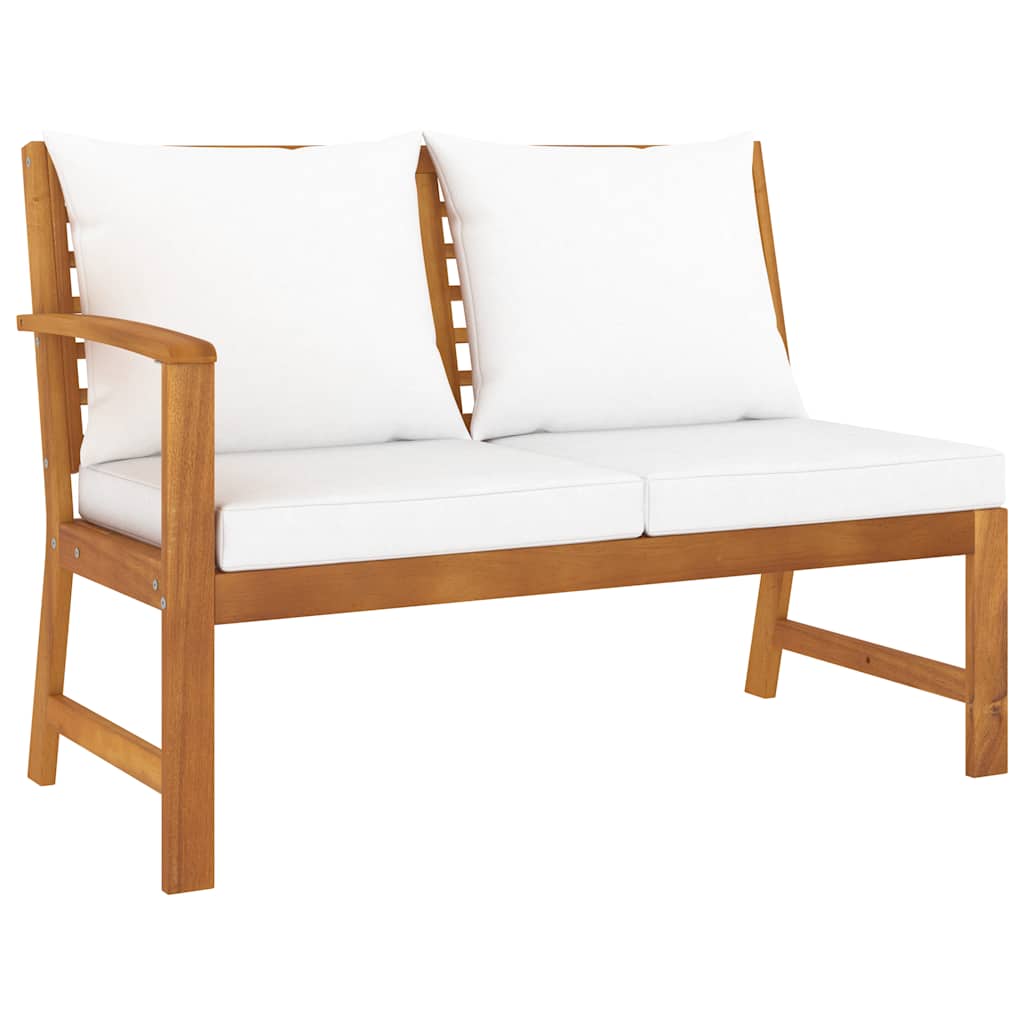 Garden Bench 114.5 cm with Cream Cushion Solid Acacia Wood