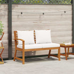 Garden Bench 114.5 cm with Cream Cushion Solid Acacia Wood
