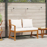 Garden Bench 114.5 cm with Cream Cushion Solid Acacia Wood - Front View