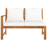 Garden Bench 114.5 cm with Cream Cushion Solid Acacia Wood - Side View