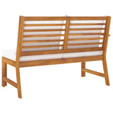 Garden Bench 114.5 cm with Cream Cushion Solid Acacia Wood - 45-Degree Angle