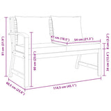 Garden Bench 114.5 cm with Cream Cushion Solid Acacia Wood
