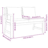 Garden Bench 114.5 cm with Cream Cushion Solid Acacia Wood - Close-Up Angle