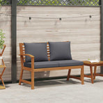 Garden Bench 114.5 cm with Dark Grey Cushion Solid Acacia Wood