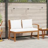 Garden Bench 114.5 cm with Cream Cushion Solid Acacia Wood