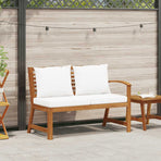Garden Bench 114.5 cm with Cream Cushion Solid Acacia Wood