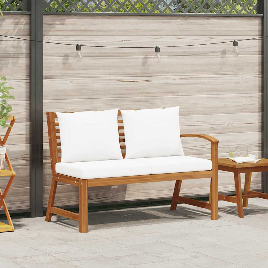 Garden Bench 114.5 cm with Cream Cushion Solid Acacia Wood