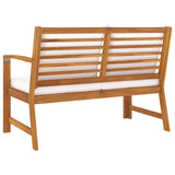 Garden Bench 114.5 cm with Cream Cushion Solid Acacia Wood - 45-Degree Angle