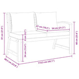 Garden Bench 114.5 cm with Cream Cushion Solid Acacia Wood