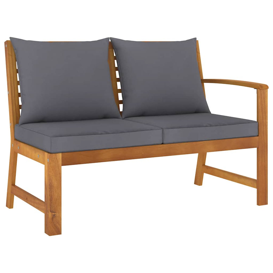 Garden Bench 114.5 cm with Dark Grey Cushion Solid Acacia Wood