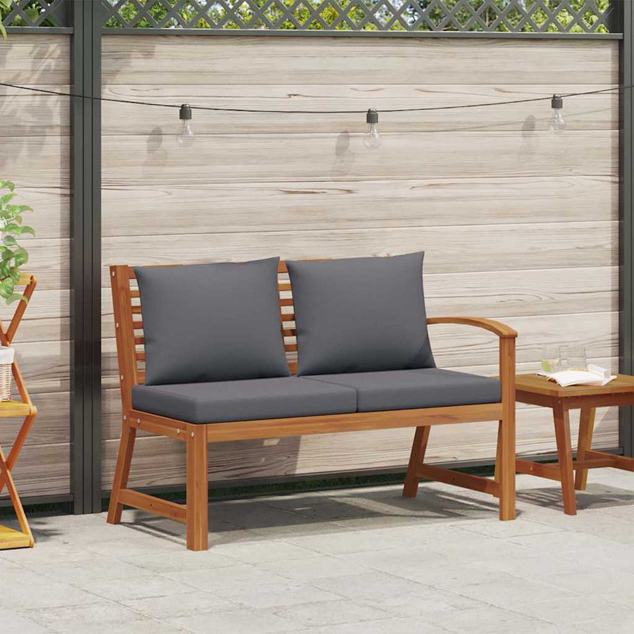 Garden Bench 114.5 cm with Dark Grey Cushion Solid Acacia Wood