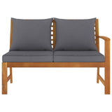Garden Bench 114.5 cm with Dark Grey Cushion Solid Acacia Wood - Side View