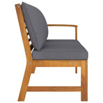 Garden Bench 114.5 cm with Dark Grey Cushion Solid Acacia Wood