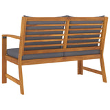 Garden Bench 114.5 cm with Dark Grey Cushion Solid Acacia Wood - 45-Degree Angle