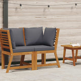 Sectional Corner Sofa with Dark Grey Cushion Solid Acacia Wood