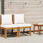 Sectional Middle Sofa with Cream Cushion Solid Acacia Wood