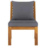 Sectional Middle Sofa with Dark Grey Cushion Solid Acacia Wood - Side View