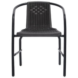 Garden Chairs 2 pcs Plastic Rattan and Steel 110 kg - Side View