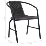 Garden Chairs 2 pcs Plastic Rattan and Steel 110 kg - Low Angle