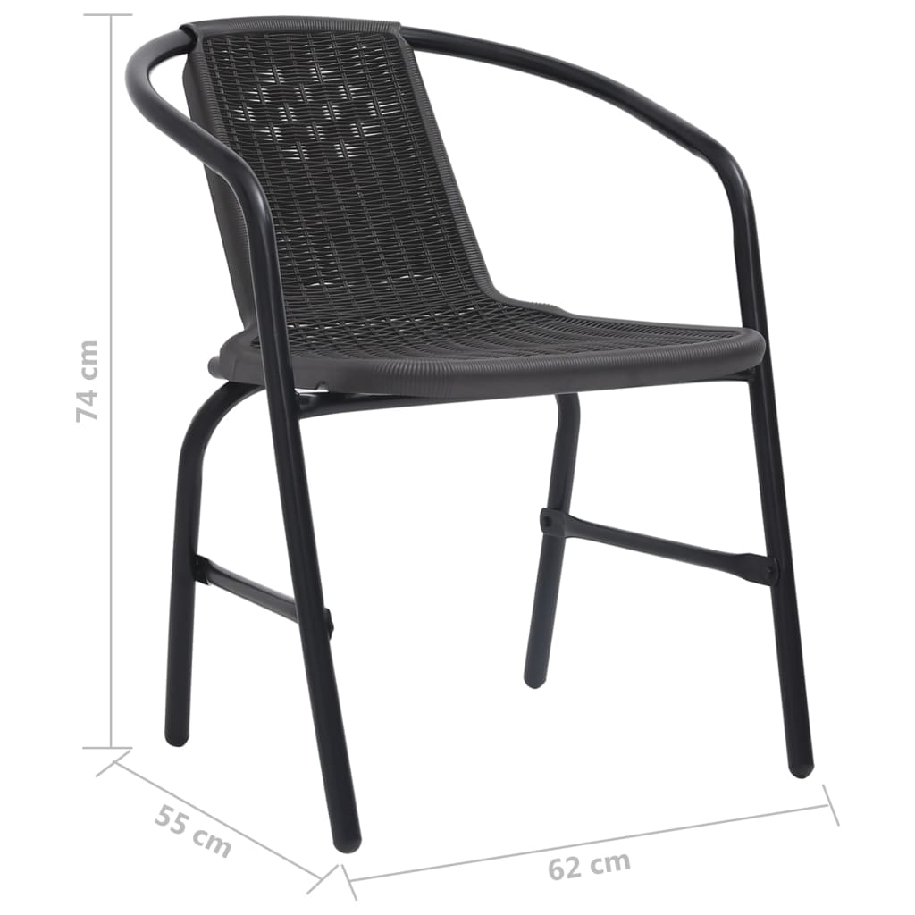Garden Chairs 4 pcs Plastic Rattan and Steel 110 kg