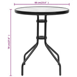 Garden Table Black Ø60x70 cm Steel - Rear View