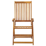 Garden Reclining Chairs 3 pcs Solid Acacia Wood - Front View