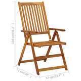 Garden Reclining Chairs 3 pcs Solid Acacia Wood - Close-Up Angle