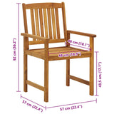 Garden Chairs 4 pcs Solid Acacia Wood - Rear View