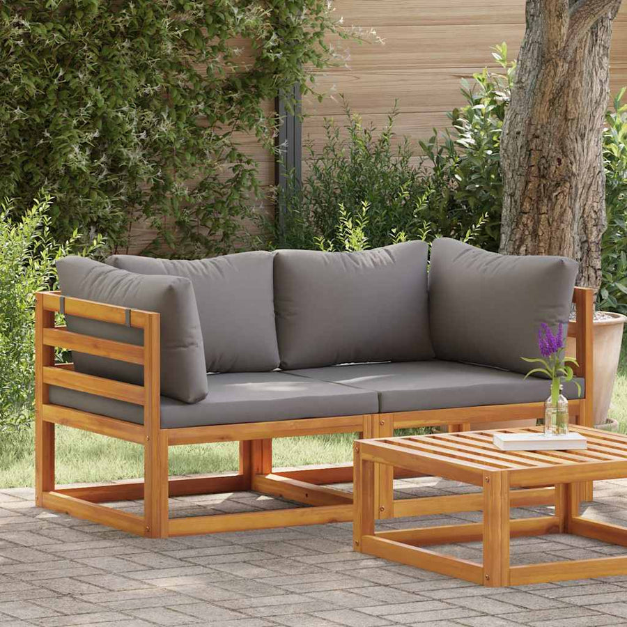Sectional Corner Sofas 2 pcs with Cushions Dark Grey