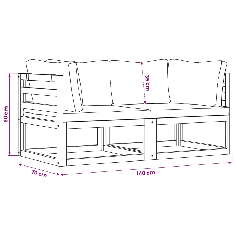 Sectional Corner Sofas 2 pcs with Cushions Dark Grey