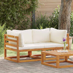 Sectional Corner Sofas 2 pcs with Cushions Cream White