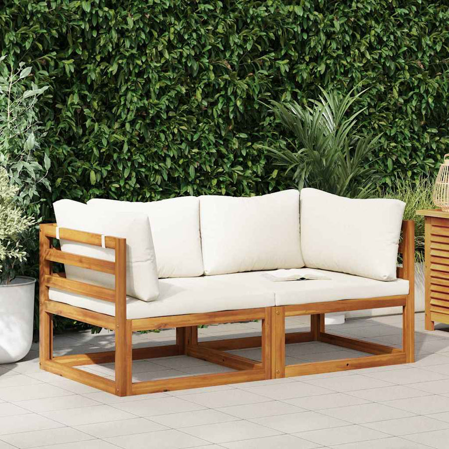 Sectional Corner Sofas 2 pcs with Cushions Cream White