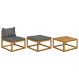 3 Piece Garden Lounge Set with Cushions Solid Acacia Wood - Front View