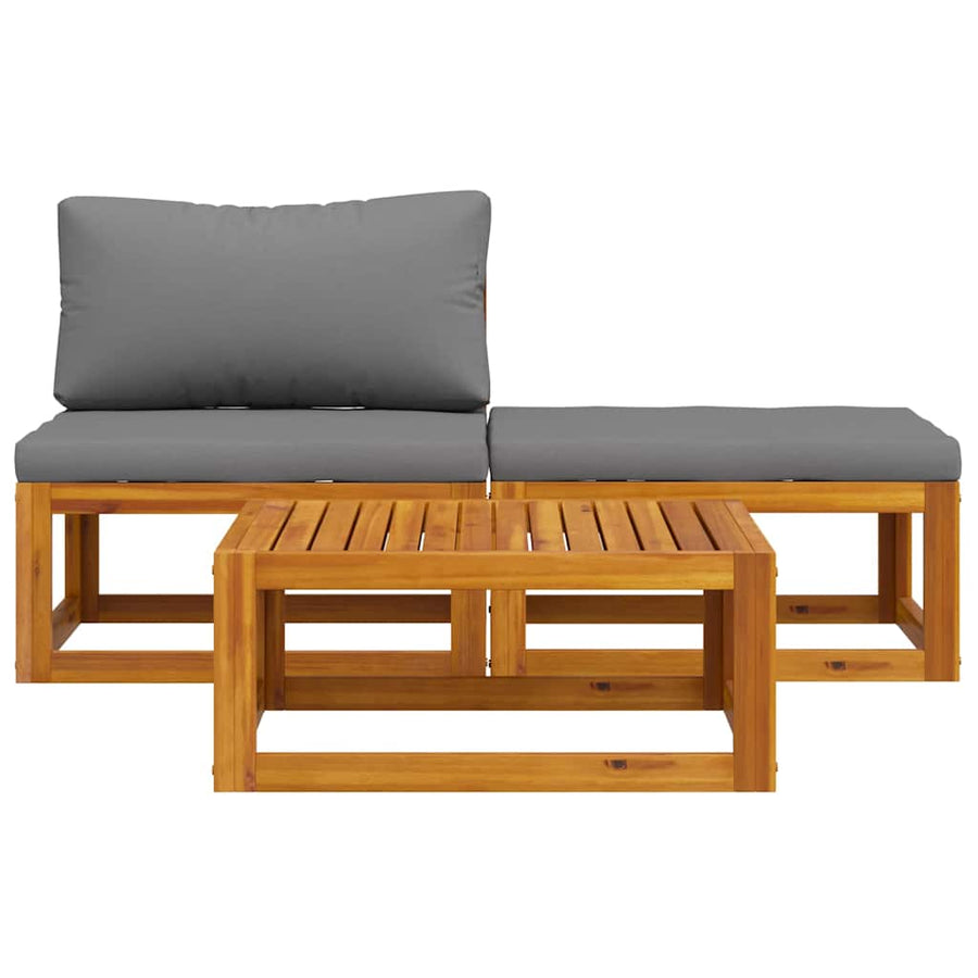 3 Piece Garden Lounge Set with Cushions Solid Acacia Wood