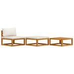 3 Piece Garden Lounge Set with Cream Cushions Solid Acacia Wood