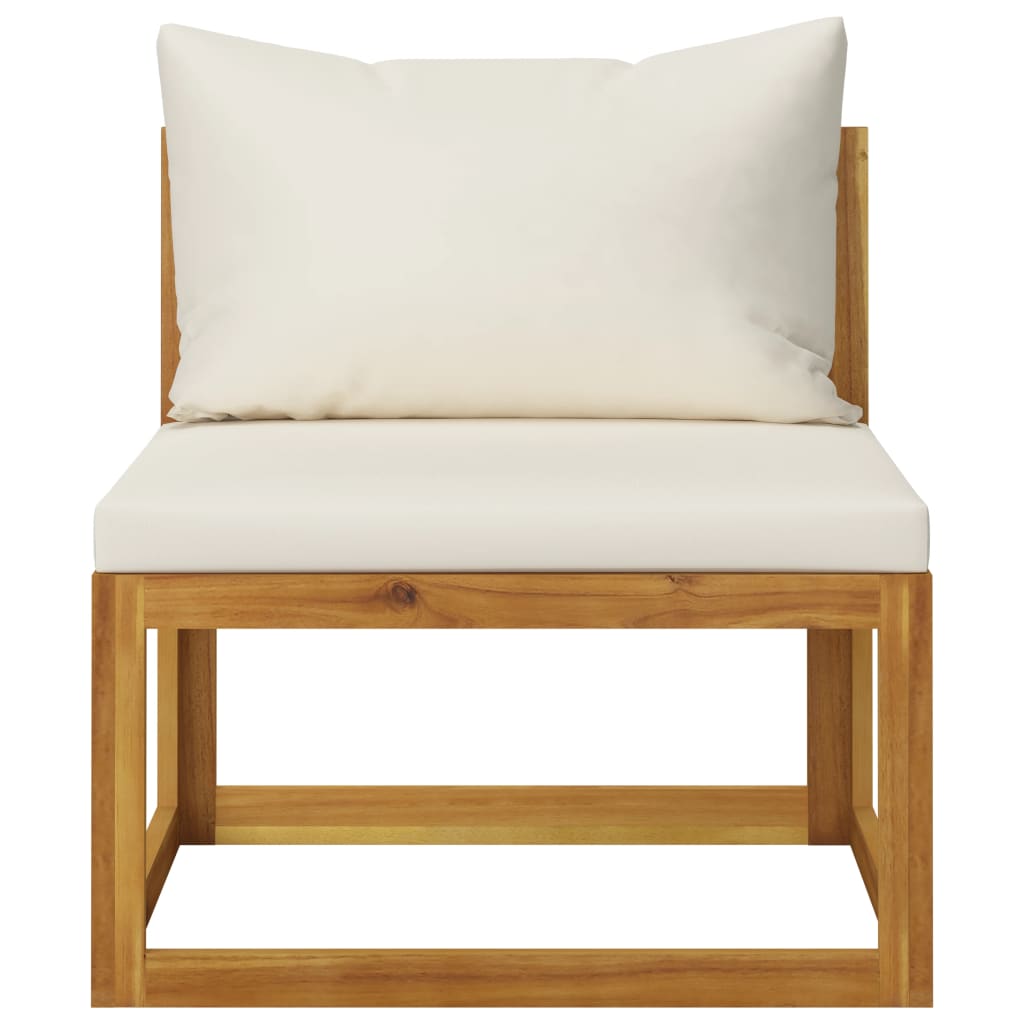 3 Piece Garden Lounge Set with Cream Cushions Solid Acacia Wood