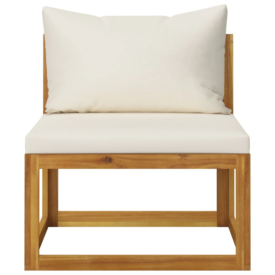 3 Piece Garden Lounge Set with Cream Cushions Solid Acacia Wood