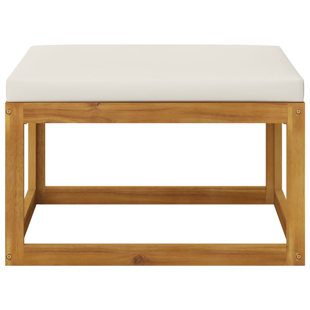 3 Piece Garden Lounge Set with Cream Cushions Solid Acacia Wood