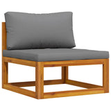 2 Piece Sofa Set with Dark Grey Cushions Solid Acacia Wood - Rear View