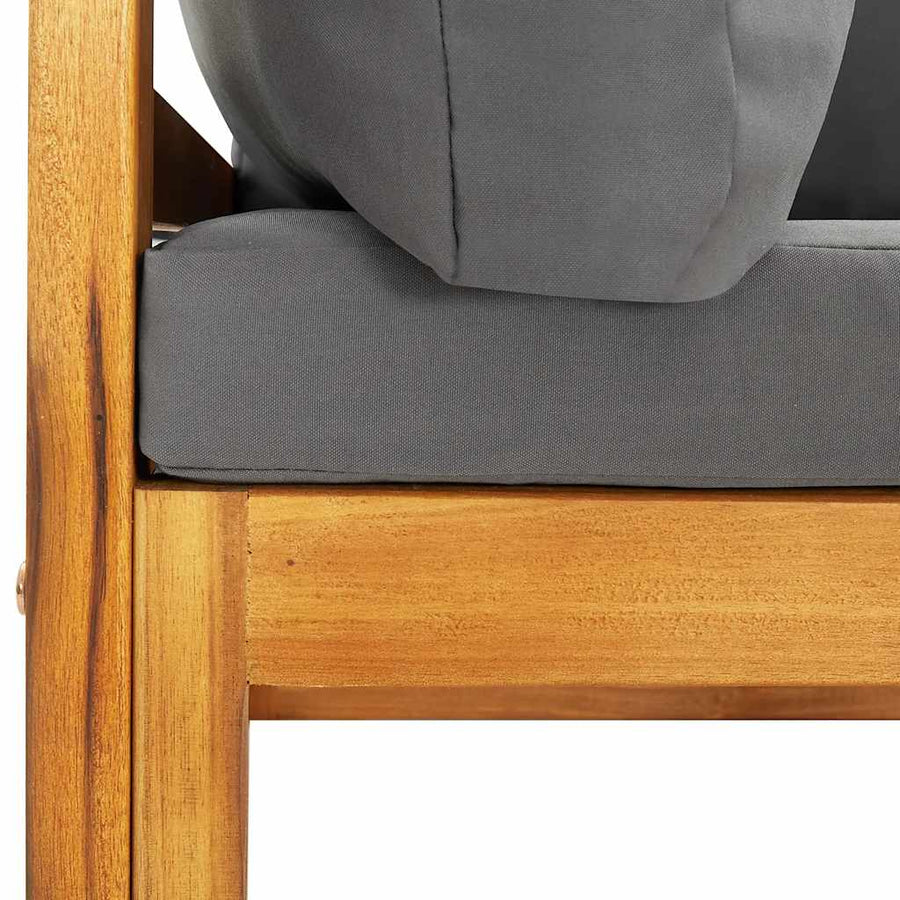 2 Piece Sofa Set with Dark Grey Cushions Solid Acacia Wood