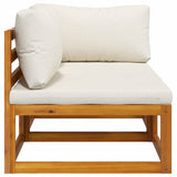 2 Piece Sofa Set with Cream White Cushions Solid Acacia Wood - Low Angle