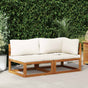 2 Piece Sofa Set with Cream White Cushions Solid Acacia Wood