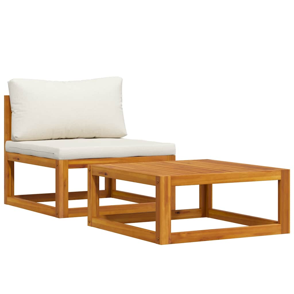 2 Piece Garden Sofa Set with Cushion Solid Acacia Wood
