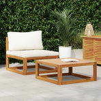 2 Piece Garden Sofa Set with Cushion Solid Acacia Wood