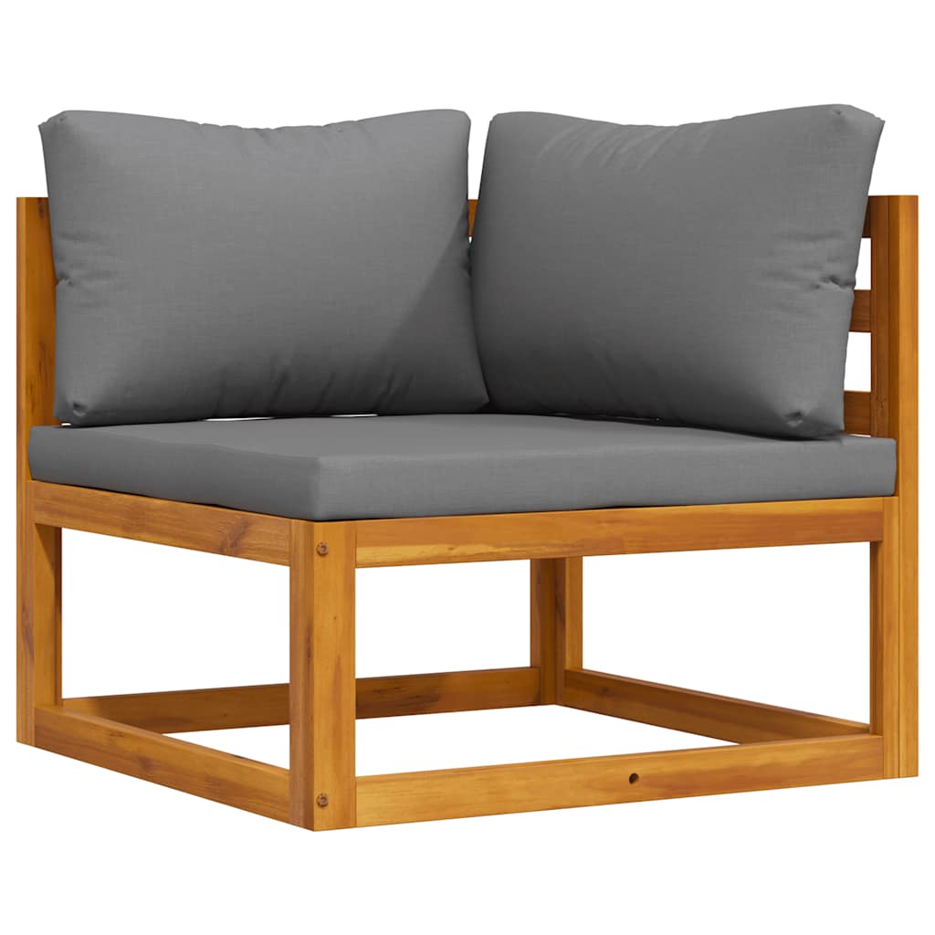 Sectional Corner Sofa & Dark Grey Cushion Solid Acacia Wood