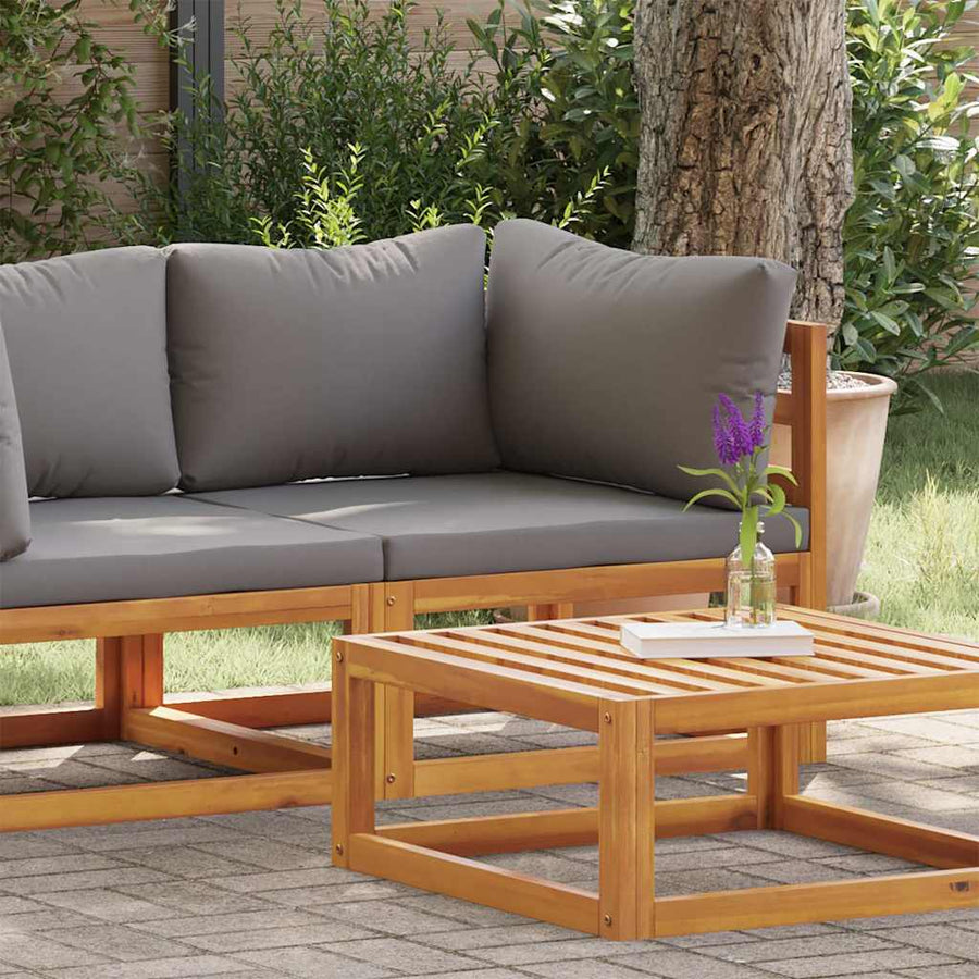 Sectional Corner Sofa & Dark Grey Cushion Solid Acacia Wood