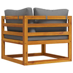 Sectional Corner Sofa & Dark Grey Cushion Solid Acacia Wood