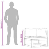Sectional Corner Sofa & Dark Grey Cushion Solid Acacia Wood